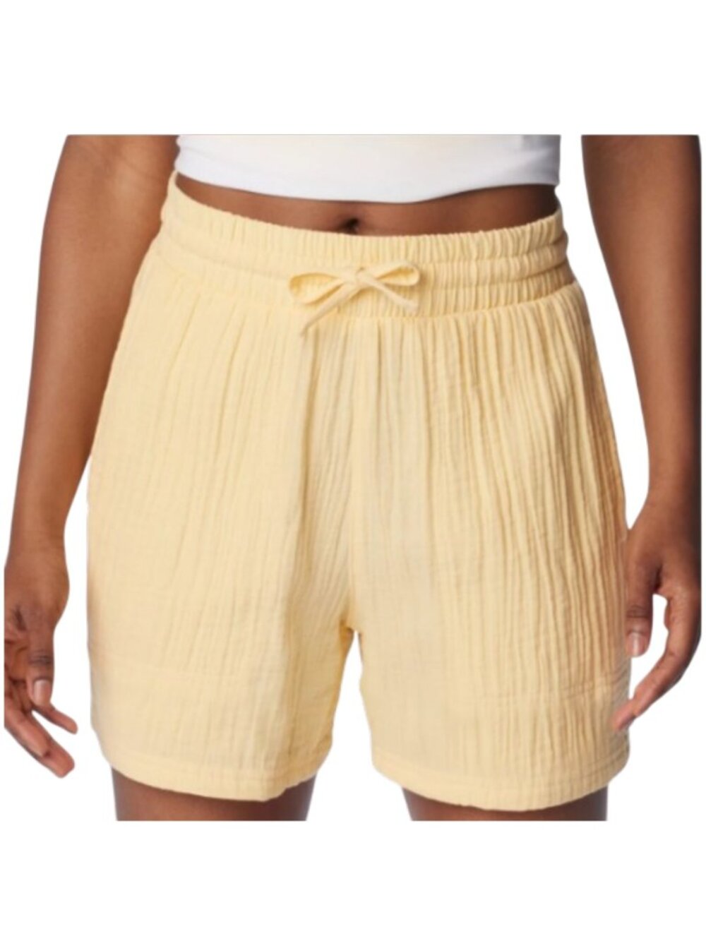 Columbia Sunkissed Yellow Cotton Drawstring Shorts NWT - Size L - Picture 4 of 9